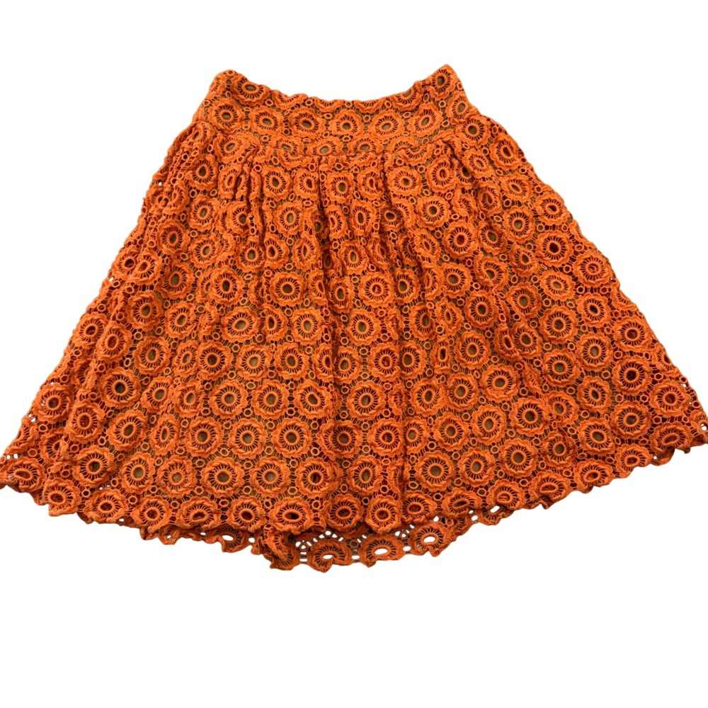 Moulinette Soeurs Orange Tuberose Lace Skirt Size 2